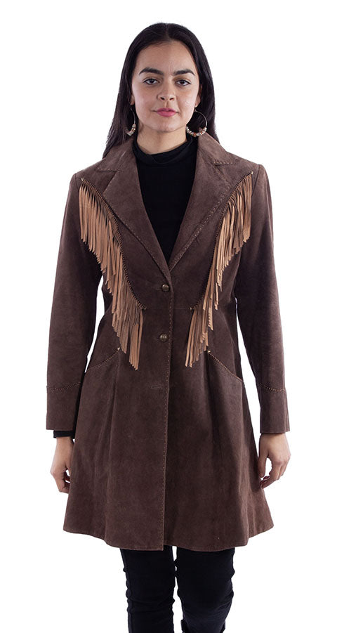 Scully Ladies' Fringe Suede Car Coat Front