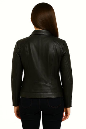 Scully Ladies' Leather Jacket with Stand Up Collar Black Back