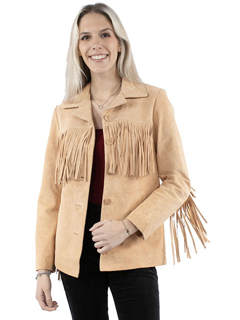 Scully Women's Suede Jacket with Fringe Old Rust Front 