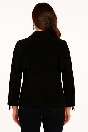 Scully Women's Suede Jacket with Fringe Black Back