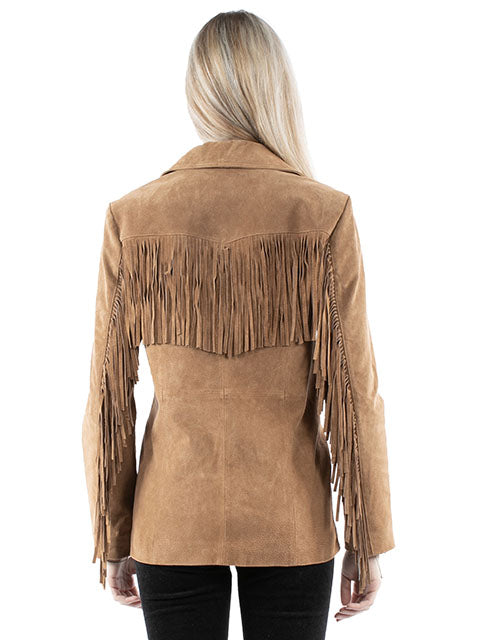 Scully Women's Suede Jacket with Fringe Cinnamon Back