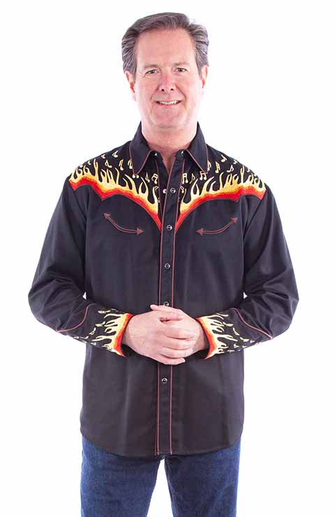 Scully Men's Western Shirt Hot Notes Front