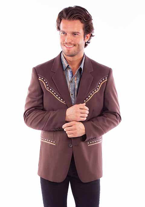 Scully Men's Diamond Yoke Jacket Brown Front