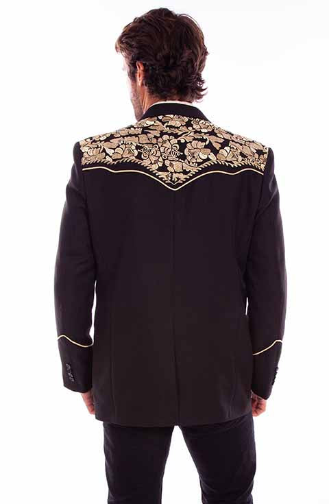 Scully Men's Jacket with Floral Embroidery Gold Back