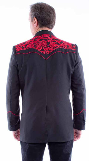 Scully Men's Jacket with Floral Embroidery Red Back