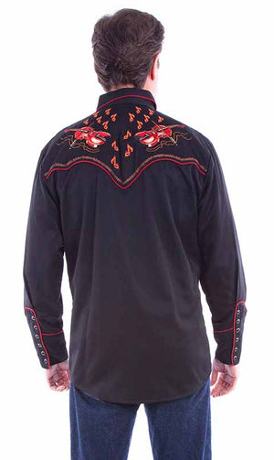 Scully Men's Western Shirt Dueling Twin Fiddles Back