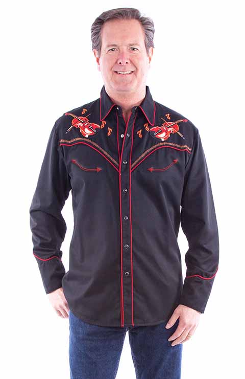 Scully Men's Western Shirt Dueling Twin Fiddles Front