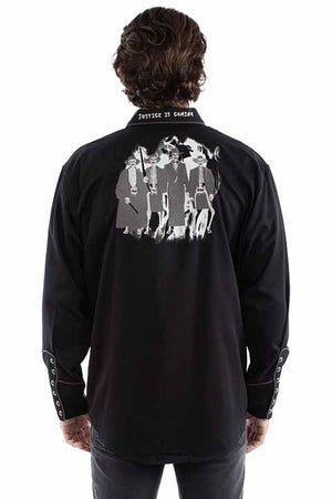 Scully Men's Vintage Inspired Embroidered Shirt Justice Is Coming Back
