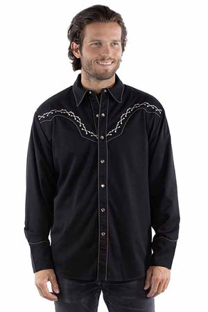 Scully Men's Vintage Inspired Embroidered Shirt Justice Is Coming Front