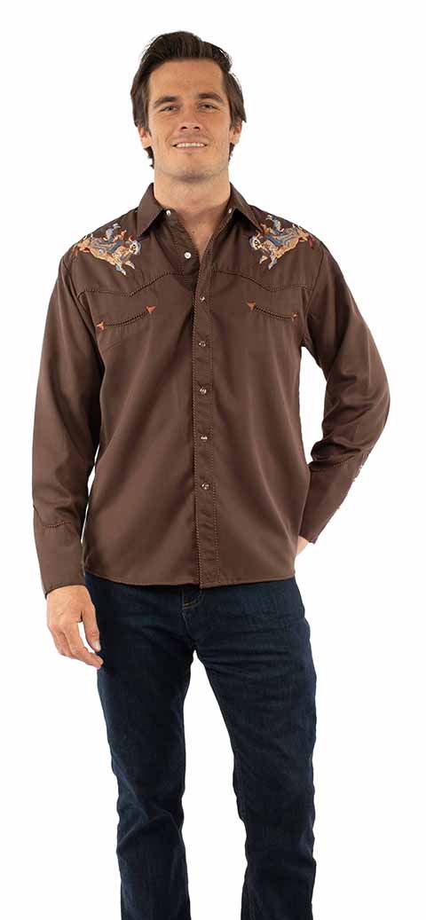 Men's Scully Vintage Inspired Western Shirt Bucking Bronco Front