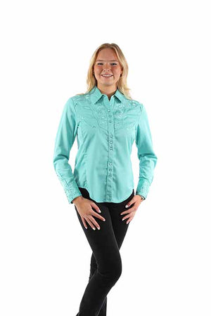 Scully Ladies' Vintage Western Gunfighter Shirt Caribbean Front