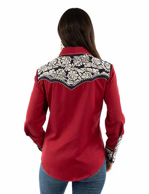 Scully Ladies' Vintage Western Gunfighter Shirt Red White Blue Back