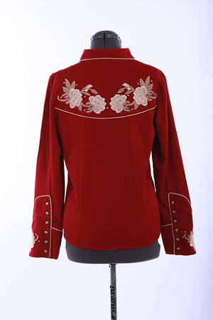 Scully Ladies' Embroidered Blouse Cranberry Back