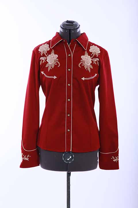 Scully Ladies' Embroidered Blouse Cranberry Front
