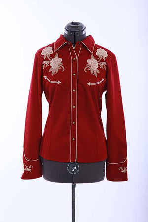 Scully Ladies' Embroidered Blouse Cranberry Front