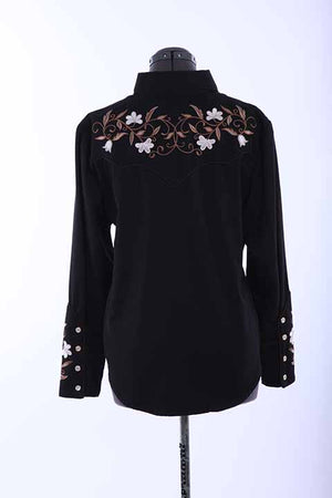 Scully Ladies' Floral Embroidered Shirt Black Body