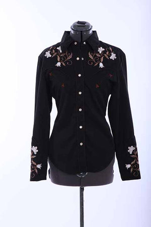 Scully Ladies' Floral Embroidered Shirt Black Body