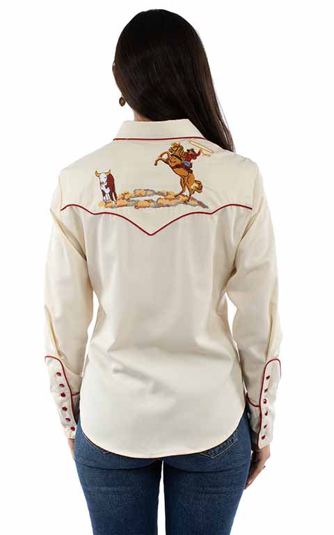 Scully Ladies' Cattle Roper Embroidered Shirt Front