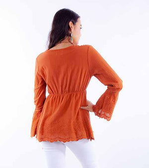 Cantina Collection Pullover with Long Bell Sleeves Ginger Back