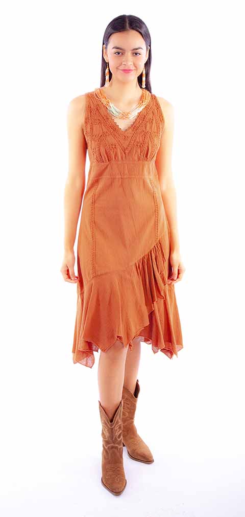 Scully Cantina Collection Dress Cotton and Ruffles Blue Front