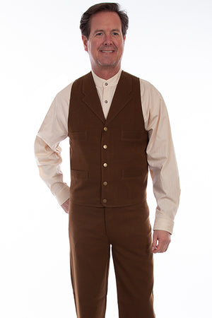 Scully Men's Old West Vest Brown Front