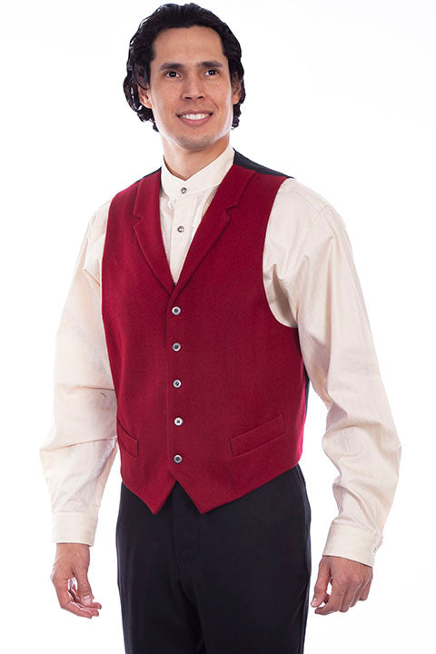 Scully Men's Old West Vest Burgundy