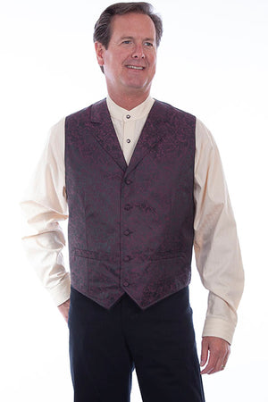 Scully Old West Men's Vest Burgundy