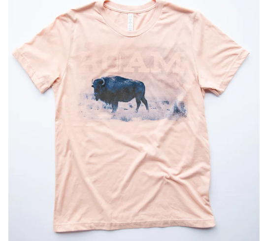 Original Cowgirl Clothing Ladies' T-Shirt ROAM Buffalo Peach