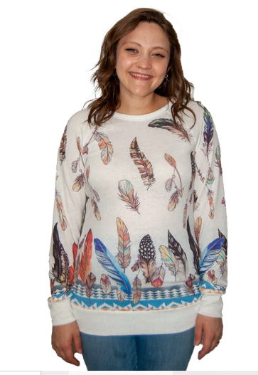 Liberty Wear Ladies' Top Feather Cascade