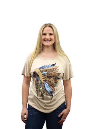 Liberty Wear Ladies' Top Vibrant Headdress Front Oat