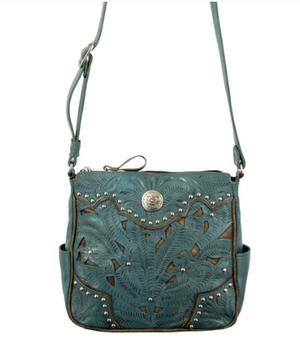 American West Hill Country Collection Crossbody Denim