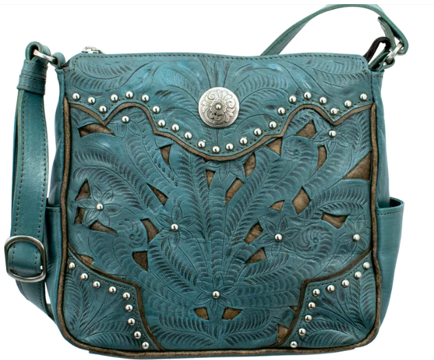 American West Hill Country Collection Crossbody Denim