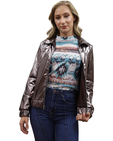 Liberty Wear Women's Bomber Jacket Metallic Front