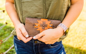 Navajo Soul Tri-Fold Wallet Distressed Charcoal Brown Front