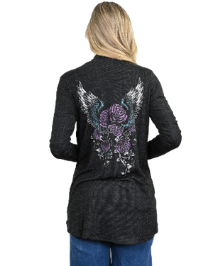 Liberty Wear Cardigan with Cascading Roses Back