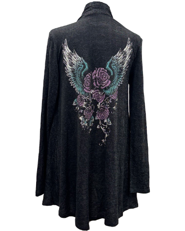 Liberty Wear Cardigan with Cascading Roses Front