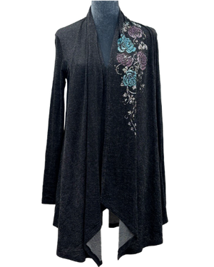 Liberty Wear Cardigan with Cascading Roses Front