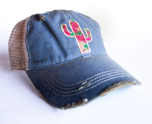 Original Cowgirl Clothing Cap Rose Cactus Blue