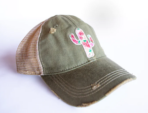 Original Cowgirl Clothing Cap Rose Cactus Olive