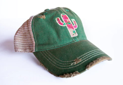 Original Cowgirl Clothing Cap Rose Cactus Prairie Green