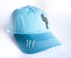 Original Cowgirl Cap Cactus on Aqua