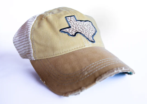 Original Cowgirl Clothing Ball Cap Texas Leopard Mustard Side