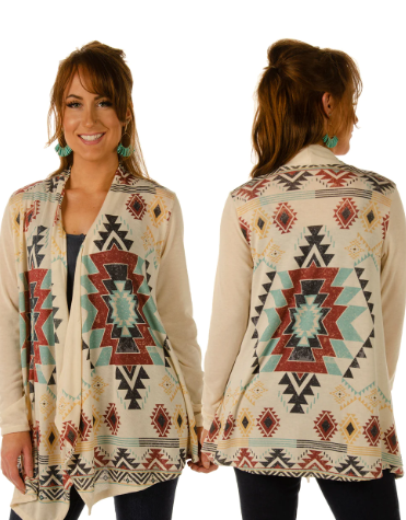 Liberty Wear Ladies' Aztec Inspired Print Cardigan #118335