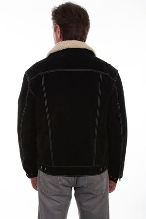 Men's Scully Suede Jean Jacket with Decorative Knit Inset Black Back