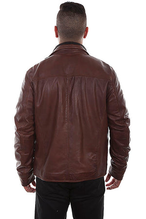 Scully Men's Leather Jacket with Quilted Insert Brown Back