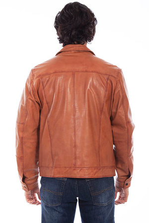 Scully Men's Vintage Leather Jacket Back Cognac