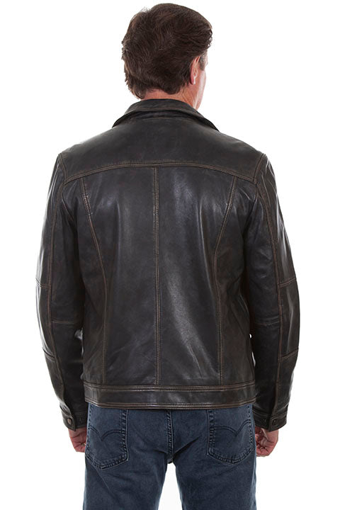 Scully Men's Vintage Leather Jacket Black Back