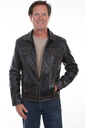 Scully Men's Vintage Leather Jacket Front Black