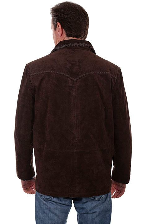 Scully Men's Pick Stitch Suede Car Coat Front 