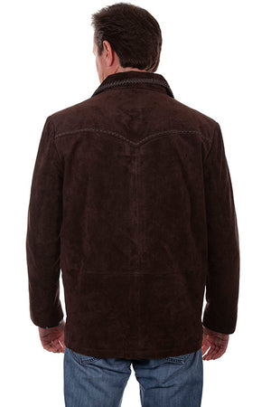 Scully Men's Pick Stitch Suede Car Coat Back